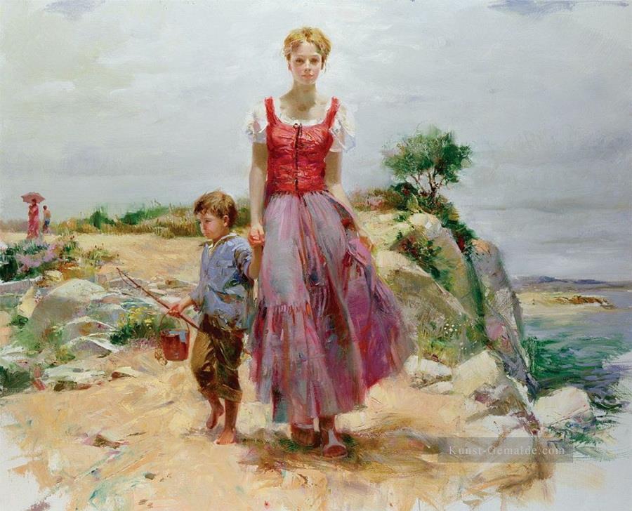 PD Mutter und Sohn Frau Impressionist Ölgemälde